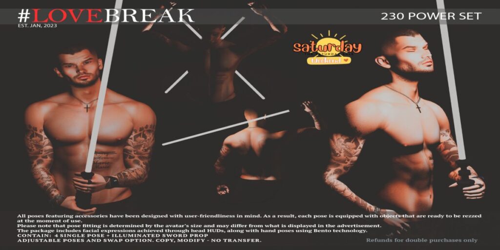 230 Power Set Poses	<a href="http://maps.secondlife.com/secondlife/Bloom%20Light/50/252/34" target="_blank">Teleport</a>