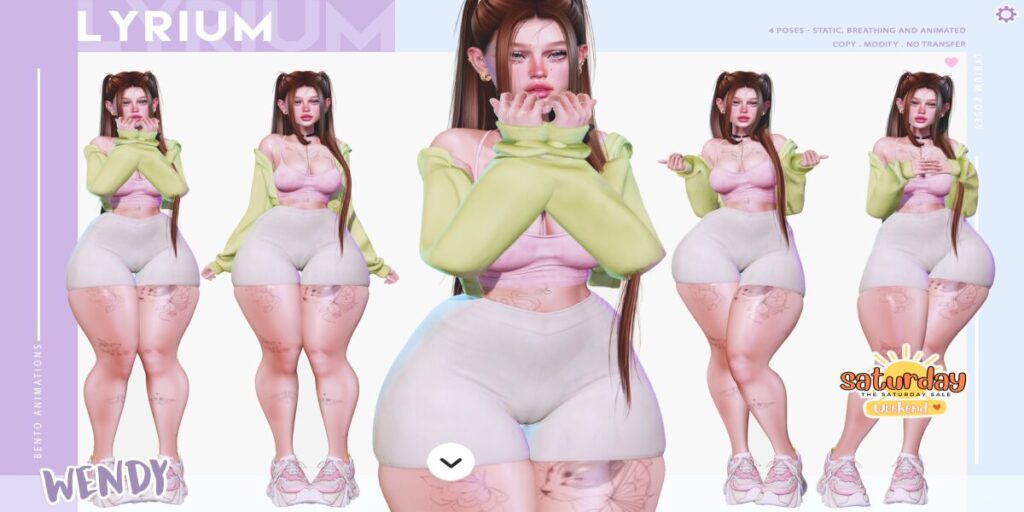 Wendy Poses	<a href="https://maps.secondlife.com/secondlife/Lunar%20and%20Friends/151/89/19" target="_blank">Teleport</a>