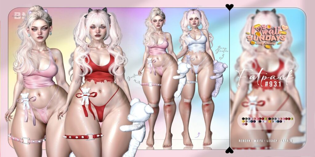 931 Outfit - Legacy/MaitreyaX/Reborn/+mods	<a href="https://maps.secondlife.com/secondlife/Woodland%20Realm/219/96/23" target="_blank">Teleport</a>