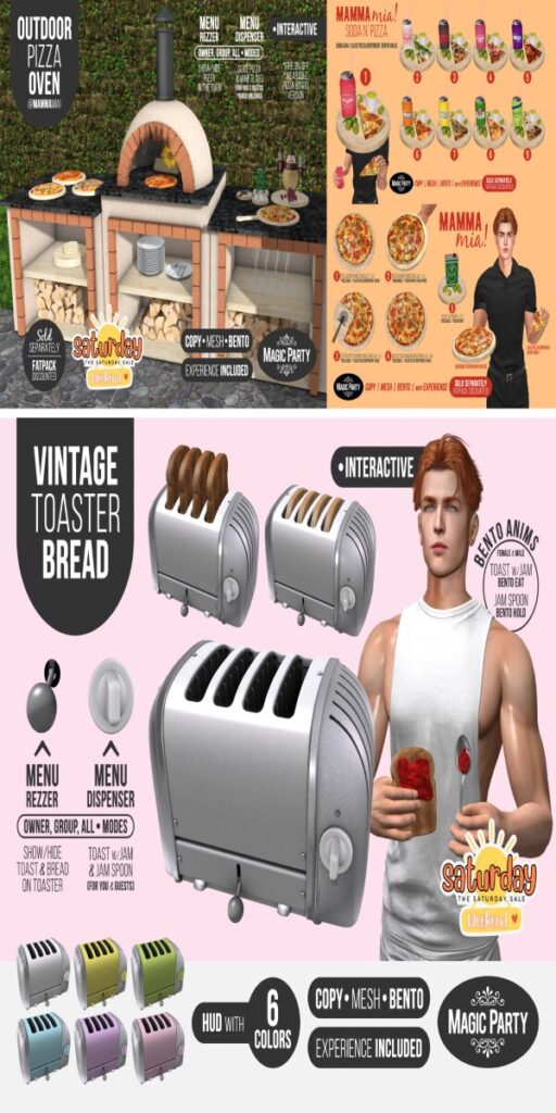 Outdoor Pizza Oven &amp; Vintage Bread Toaster	&lt;a href=&quot;http://maps.secondlife.com/secondlife/Amber%20Cove/180/240/25&quot; target=&quot;_blank&quot;&gt;Teleport&lt;/a&gt;
