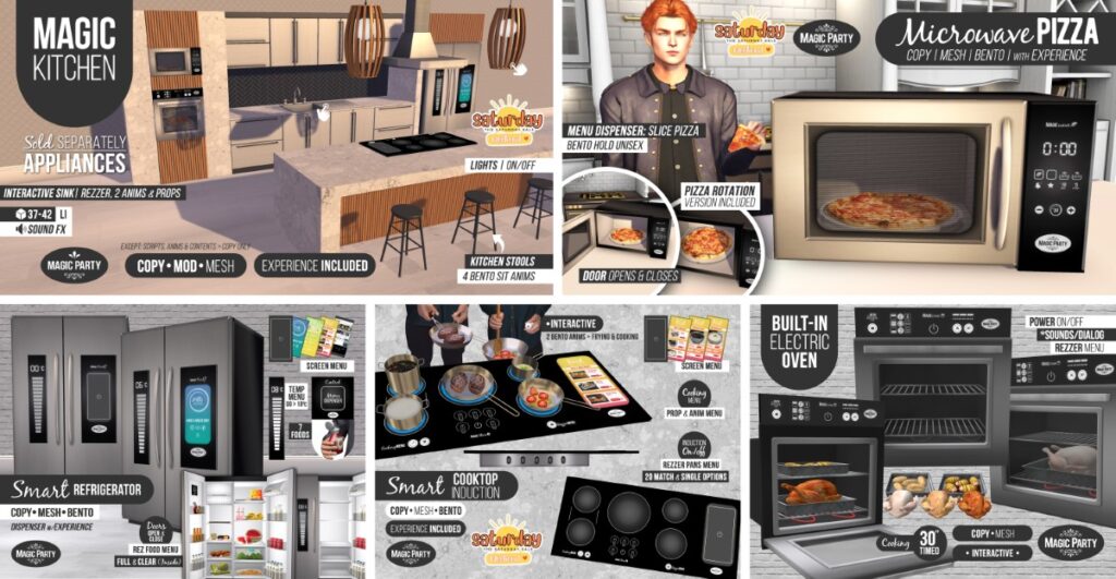 Magic Kitchen | Microwave Pizza | Smart Refrigerator | Smart Cooktop Induction | Built-In Electric Oven	&lt;a href=&quot;http://maps.secondlife.com/secondlife/Amber%20Cove/180/240/25&quot; target=&quot;_blank&quot;&gt;Teleport&lt;/a&gt;