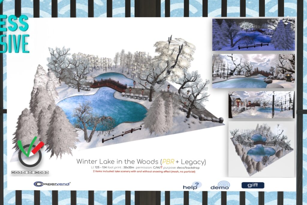 Winter Lake in the Woods Decor Set, L$349
