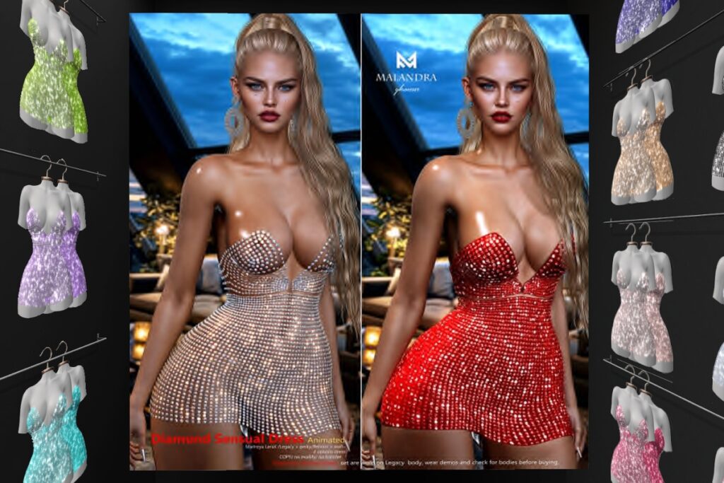 Diamond Sensual Dress - Legacy/MaitreyaX/Reborn/+mods, L$249 each/L$2450 FP