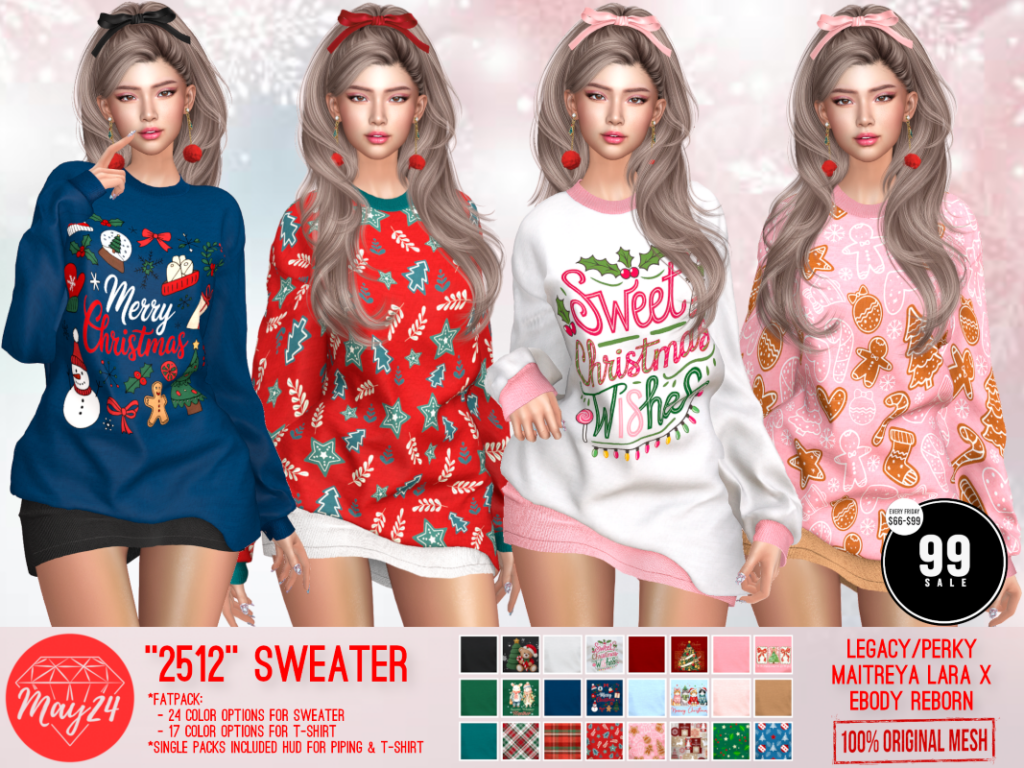 2512 Sweater - Legacy/MaitreyaX/Reborn/+mods	<a href="http://maps.secondlife.com/secondlife/Highway%20Star/144/134/23" target="_blank">Teleport</a>