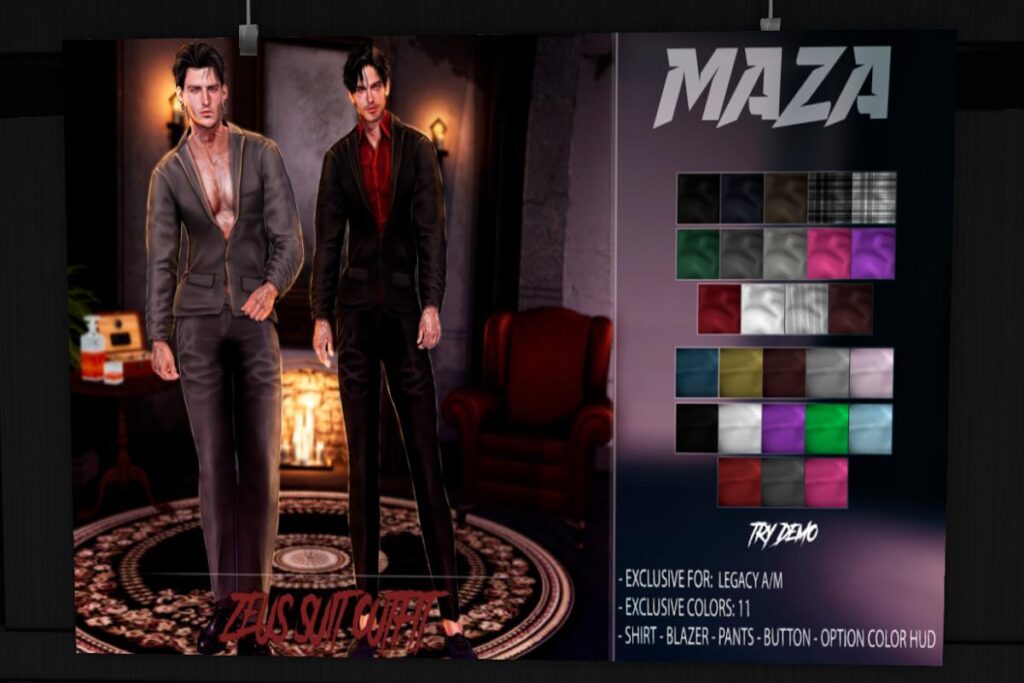 Zeus Suit Blazer and Pants - Legacy/+mods, L$349 each/L$1998 FP