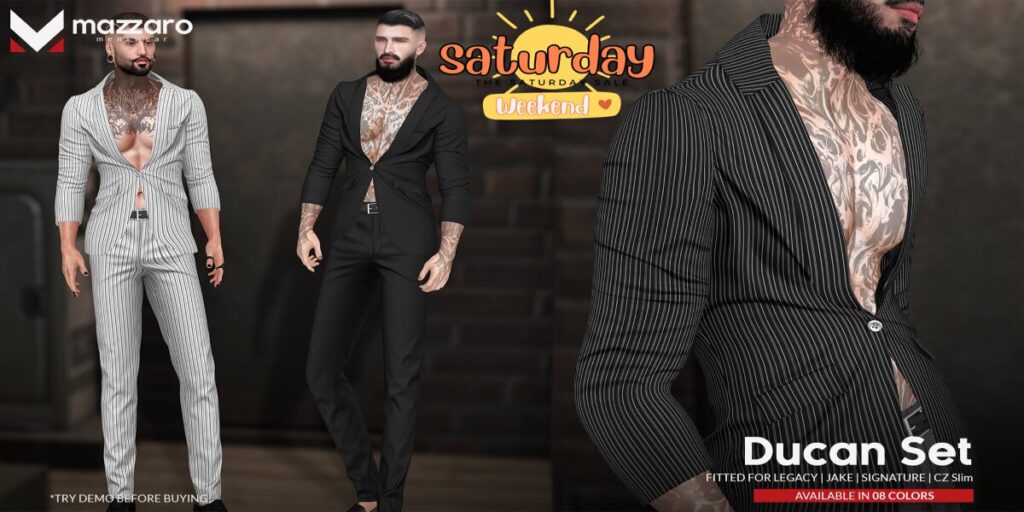 Ducan Set - CZ Slim/Gianni/Jake/Legacy	<a href="http://maps.secondlife.com/secondlife/Heartbreak/131/129/166" target="_blank">Teleport</a>