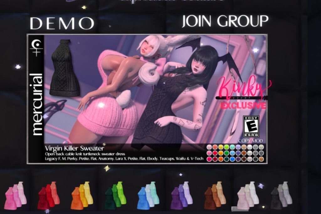 Virgin Killer Sweater - Anatomy/Legacy/MaitreyaX/Reborn/+mods, L$299 each/L$1499 FP