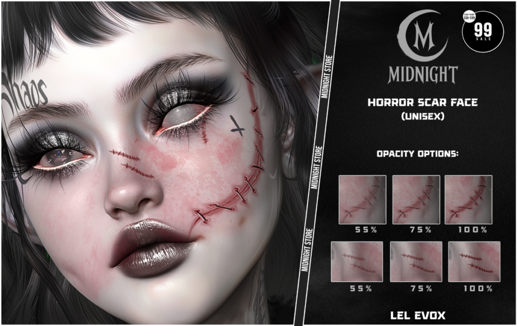 Horror Scar Face Tattoo - EvoX	&lt;a href=&quot;http://maps.secondlife.com/secondlife/Helgrind/39/83/3603&quot; target=&quot;_blank&quot;&gt;Teleport&lt;/a&gt;