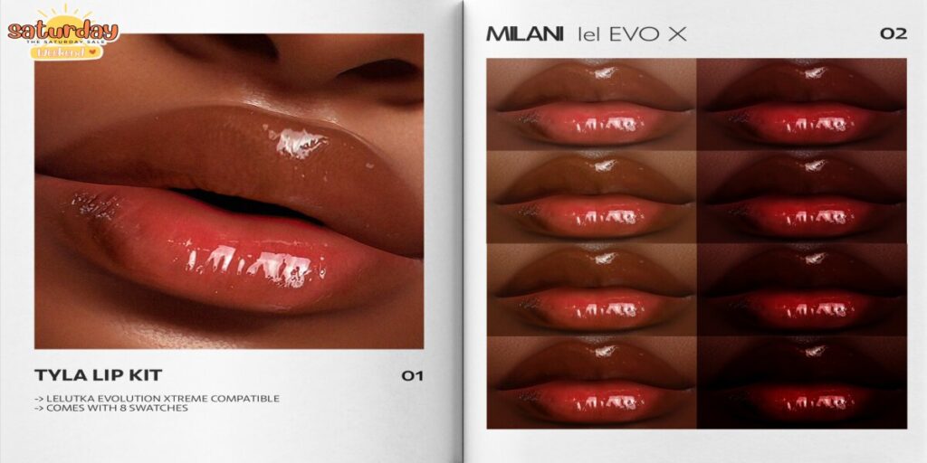 Tyla Lip Kit - EvoX	<a href="https://maps.secondlife.com/secondlife/VELOUR/215/117/1503" target="_blank">Teleport</a>