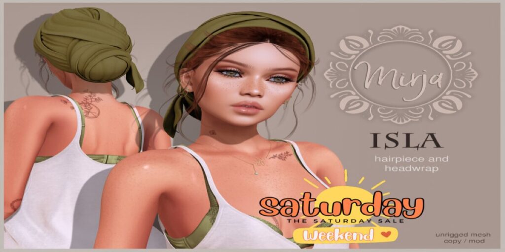 Isla Hairstyle &amp; Headwrap	&lt;a href=&quot;http://maps.secondlife.com/secondlife/Hells%20End/134/145/25&quot; target=&quot;_blank&quot;&gt;Teleport&lt;/a&gt;
