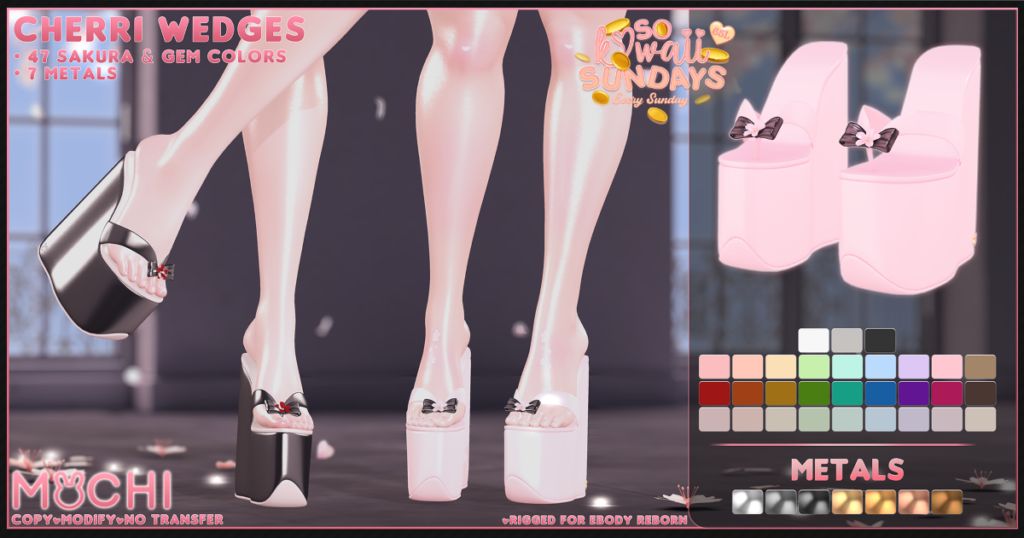 Cherri Wedges - Reborn	&lt;a href=&quot;http://maps.secondlife.com/secondlife/Oblivion/96/209/1209&quot; target=&quot;_blank&quot;&gt;Teleport&lt;/a&gt;
