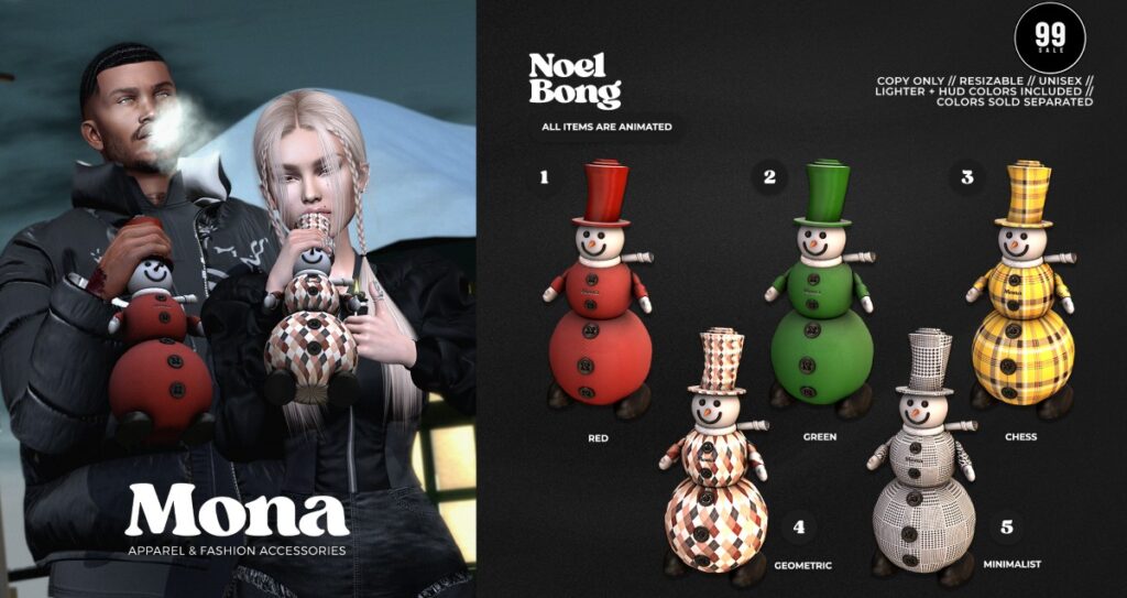 Noel Bong	&lt;a href=&quot;https://maps.secondlife.com/secondlife/Cherokee%20Springs/106/40/1002&quot; target=&quot;_blank&quot;&gt;Teleport&lt;/a&gt;