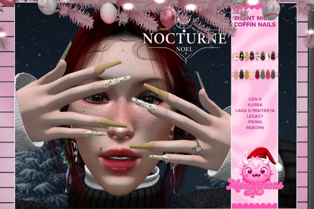 Silent Night Coffin Nails - GenX/Inithium/Legacy/Maitreya/Prima/Reborn, L$133 each/L$532 FP