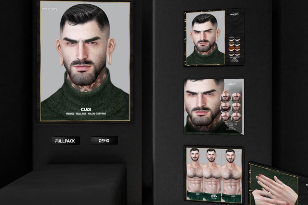 Cudi Hairbase, Facial Hair and Body Hair - BOM/EvoX, L$299-L$350 each/L$1000 FP