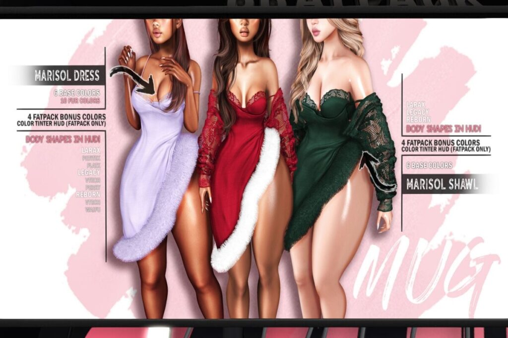 Marisol Dress &amp; Shawl - Legacy/MaitreyaX/Reborn/+mods, L$199 - L$299 each/L$1099 - L$1599 each FP