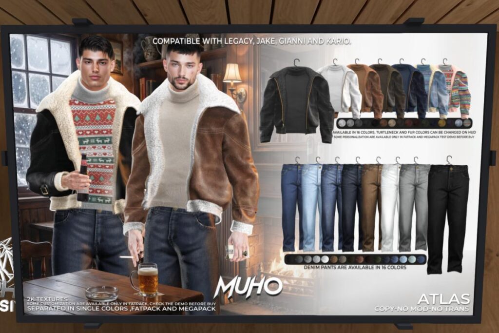 Atlas Jacket and Denim Jeans - Gianni/Jake/Kario/Legacy, L$189 each/L$1900 each FP/L$1899 MP