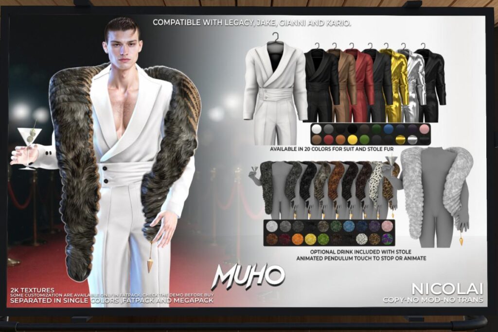 Nicolai Outfit - Gianni/Jake/Inithium/Legacy, L$189-L$289 each/L$899-L$1499 each FP/L$1999 MP