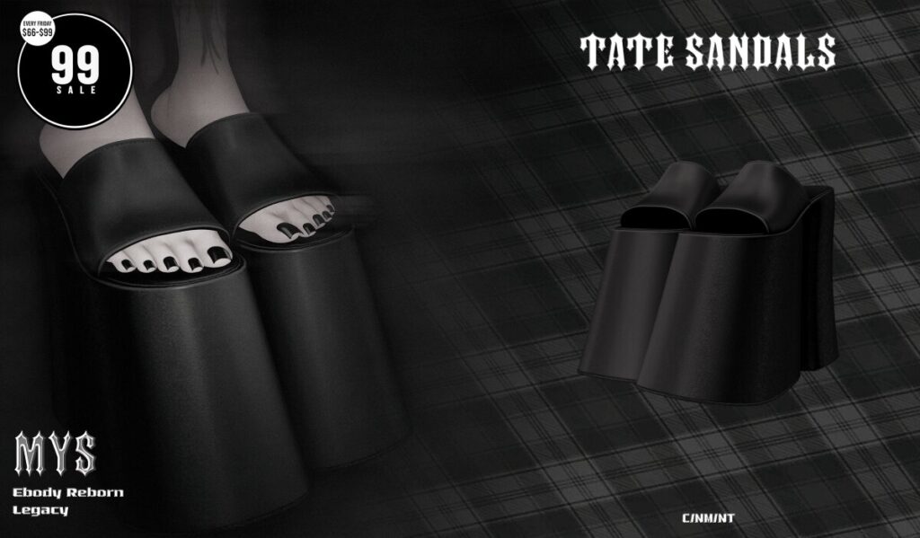 Tate Sandals - Legacy/Reborn	<a href="http://maps.secondlife.com/secondlife/Phoenix%20Paradise/67/84/1581" target="_blank">Teleport</a>