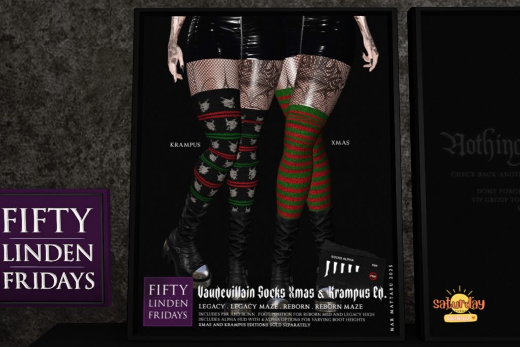 Vaudevillain Socks Xmas &amp; Krampus - Legacy/Reborn/+mods	&lt;a href=&quot;http://maps.secondlife.com/secondlife/Nocturnal%20Collective/120/126/29&quot; target=&quot;_blank&quot;&gt;Teleport&lt;/a&gt;