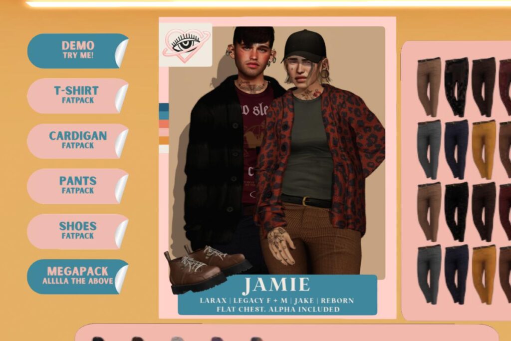 Jamie Shirt, Cardigan, Pants, &amp; Shoes - Jake/Legacy M+F/MaitreyaX/Reborn/+mods, L$250 each/L$1399 each FP/L$3899 MP