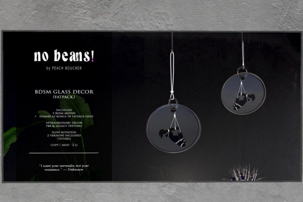 BDSM Glass Cage, L$249 each/L$999 FP