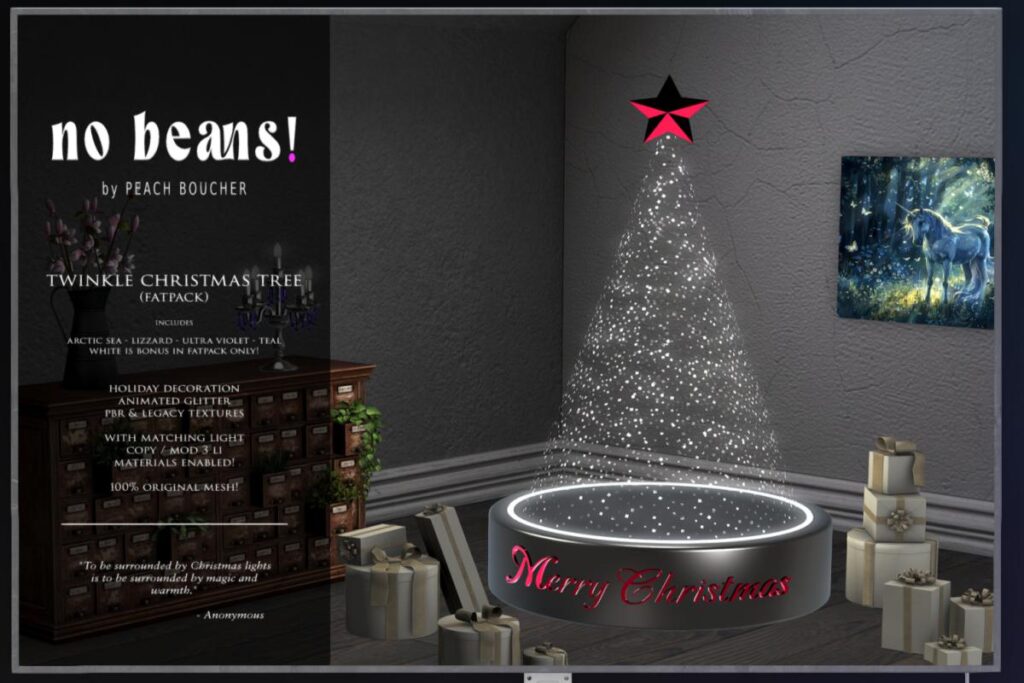 Twinkle Christmas Tree, L$299 each/L$999 FP