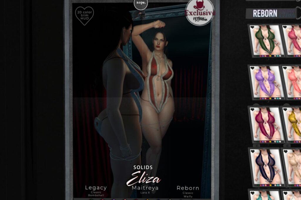 Eliza Bodysuit - Legacy/MaitreyaX/Reborn/+mods, L$99 each/L$499 each FP/L$1250 MP