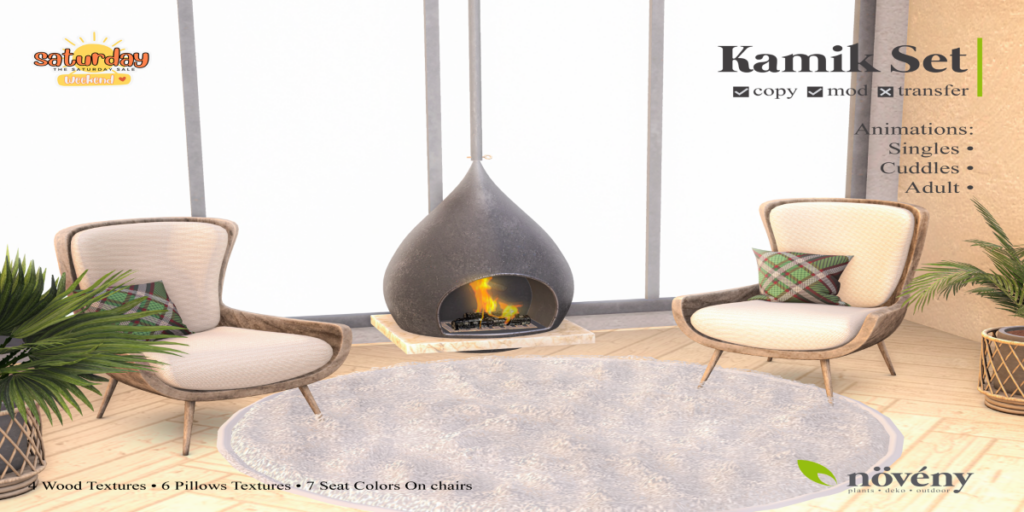 Kamik Set Furniture &amp; Decor	&lt;a href=&quot;http://maps.secondlife.com/secondlife/BigBang/128/192/1501&quot; target=&quot;_blank&quot;&gt;Teleport&lt;/a&gt;