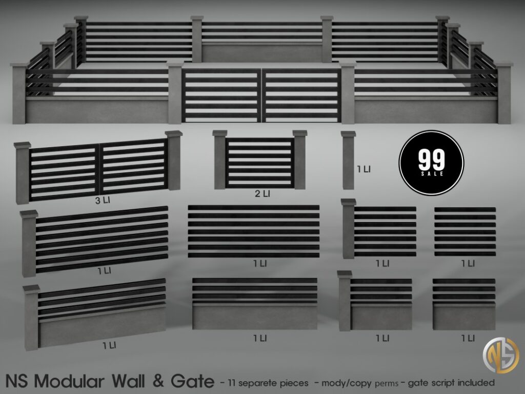 Modular Wall &amp; Gate	<a href="http://maps.secondlife.com/secondlife/Magic%20Sky/191/135/2022" target="_blank">Teleport</a>