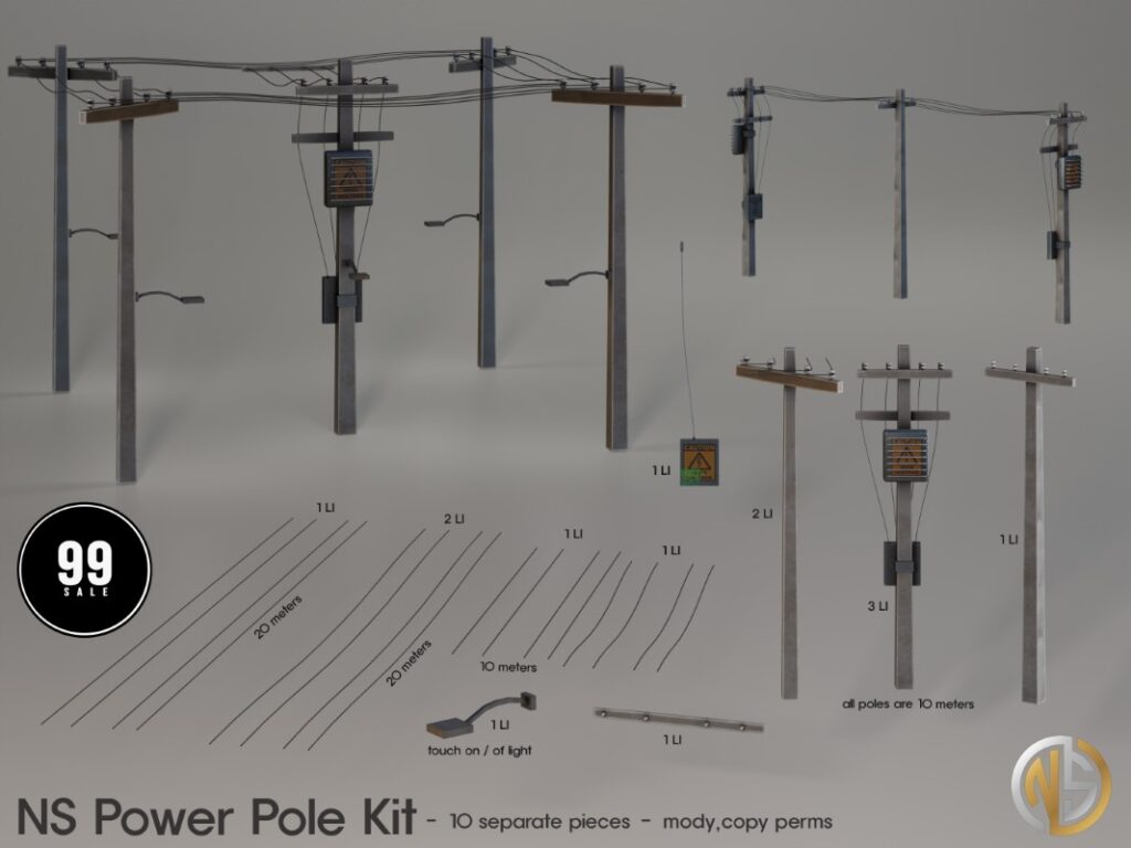 Power Pole Kit	<a href="http://maps.secondlife.com/secondlife/Magic%20Sky/191/135/2022" target="_blank">Teleport</a>