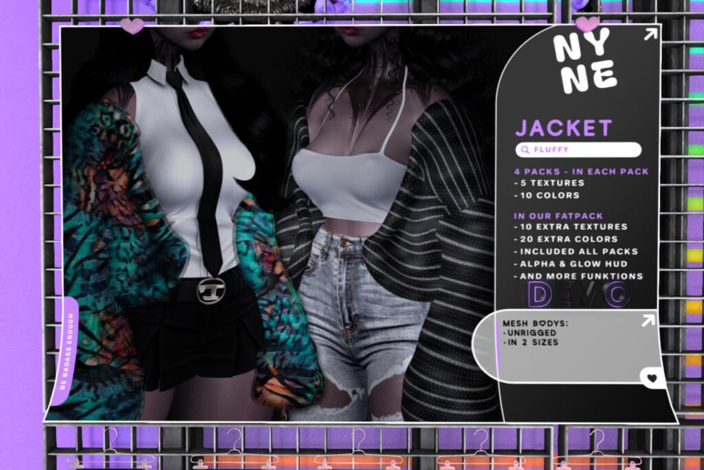 Fluffy Jacket, L$349 each/L$1999 FP