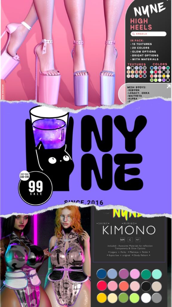 Angela High Heels - Demo For Fits | Shiny Mimiko Kimono - Inithium/Legacy/Maitreya/Reborn/+mods	&lt;a href=&quot;http://maps.secondlife.com/secondlife/xLUMINOUS%20HALLWAYx/127/163/21&quot; target=&quot;_blank&quot;&gt;Teleport&lt;/a&gt;