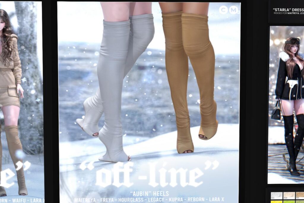 Aubin Boots - Freya/Hourglass/Inithium/Legacy/Maitreya/Reborn/+mods, L$89 each/L$1299 FP