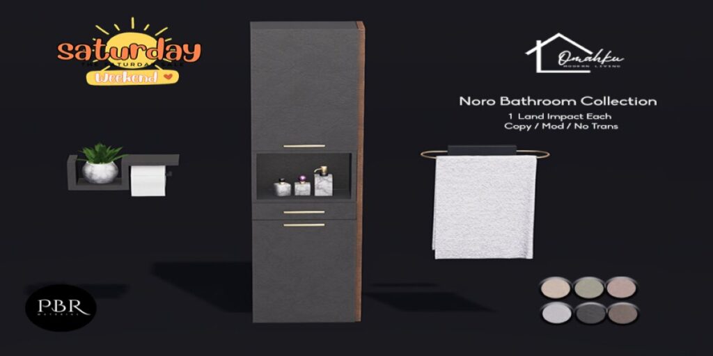 Noro Bathroom Collection Decor	<a href="http://maps.secondlife.com/secondlife/Keva/6/187/22" target="_blank">Teleport</a>