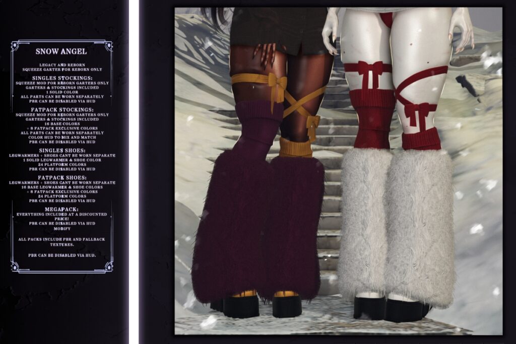 Snow Angel Boots - Legacy/Reborn/+mods, L$249-L$299 each/L$1499-L$1599 each FP/L$2169 MP