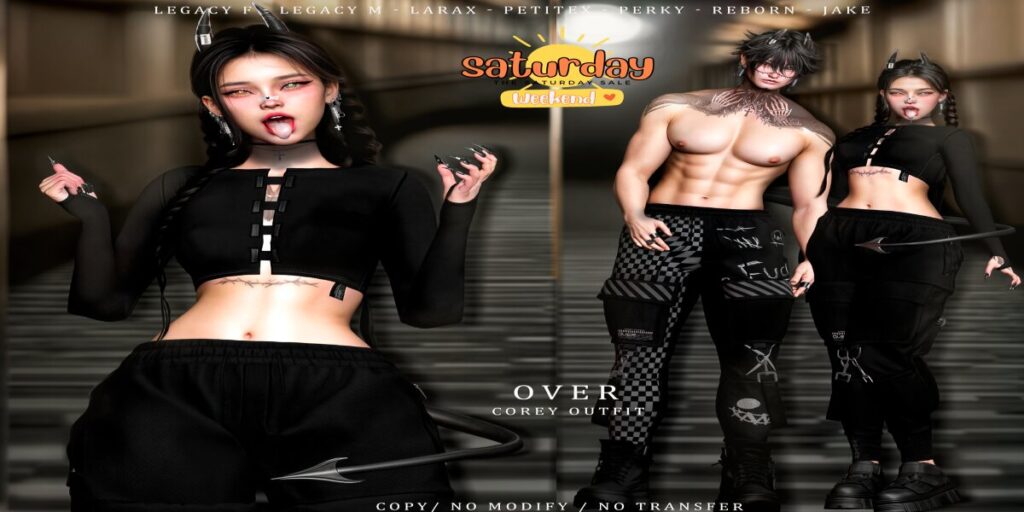Corey Outfit - Jake/Legacy F+M/MaitreyaX/Reborn/+mods	<a href="http://maps.secondlife.com/secondlife/Silver%20City/194/193/1802" target="_blank">Teleport</a>