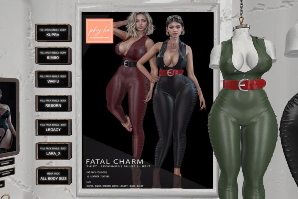 Fatal Charm Bodysuit - Inithium/Legacy/MaitreyaX/Reborn/+mods, L$599 each/L$1799 FP