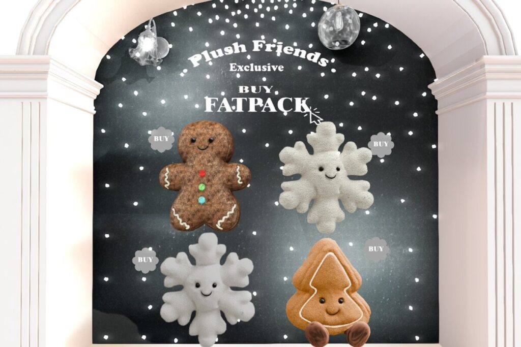 Christmas Plush Holdables, L$189 each/L$399