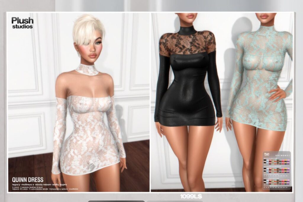 Quinn Dress - Inithium/Legacy/Maitreya/Reborn/+mods, L$90 each/L$1099 FP