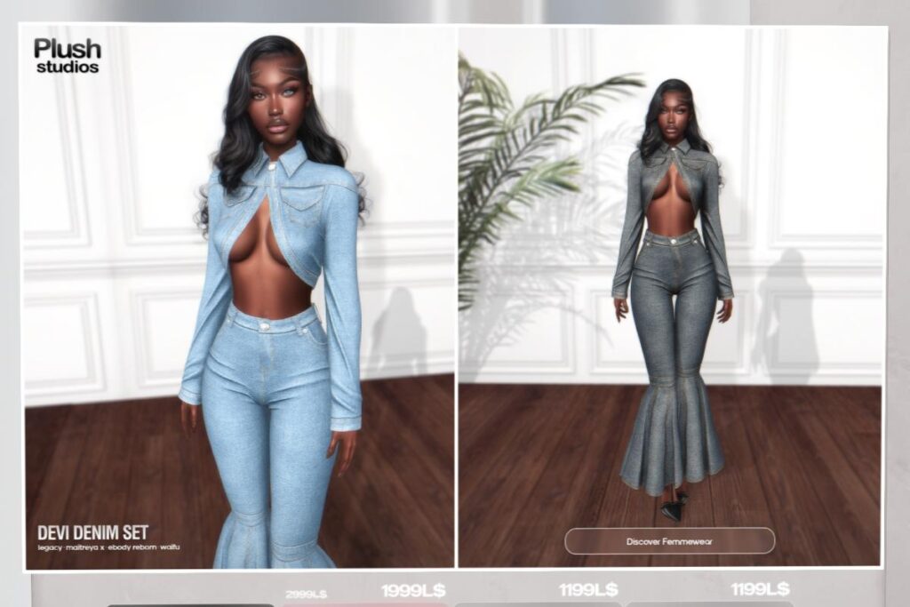 Devi Denim Outfit - Inithium/Legacy/Maitreya/Reborn/+mods, L$90 each/L$1199 each FP/L$2999 MP