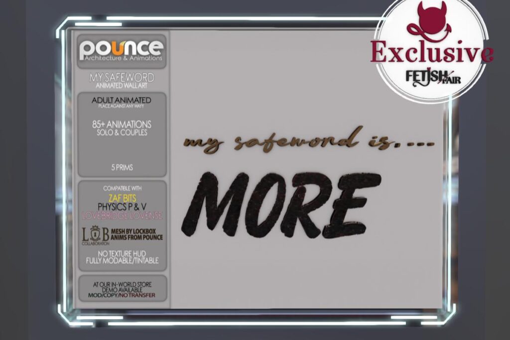 Safe Word Animated Wallart, L$1500