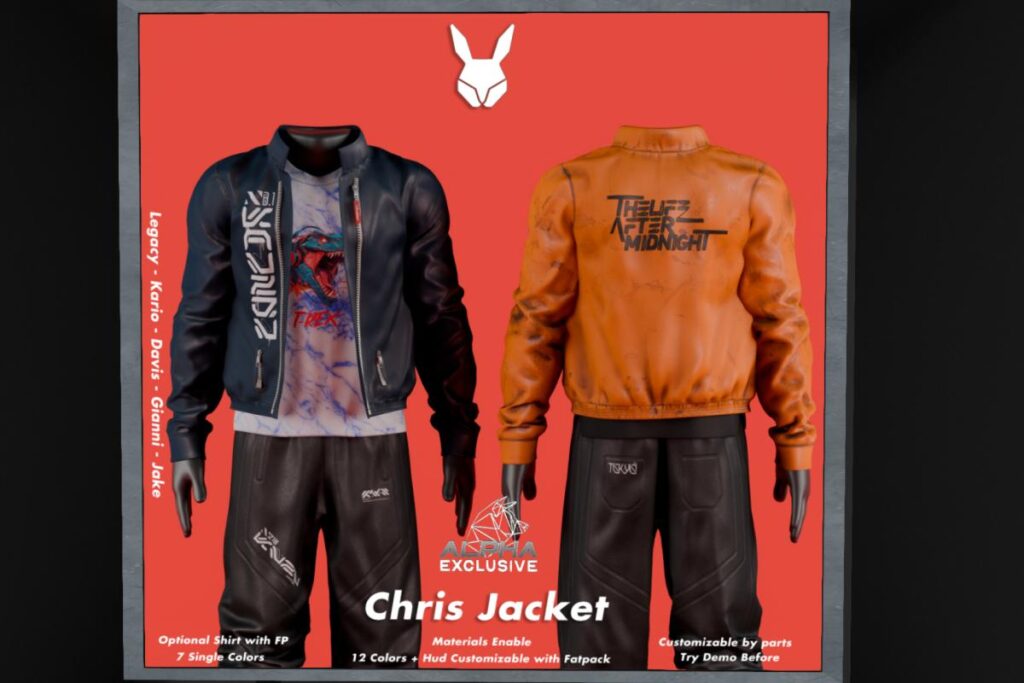 Chris Jacket - Davis/Gianni/Jake/Kario/Legacy, L$249 each/L$999 FP