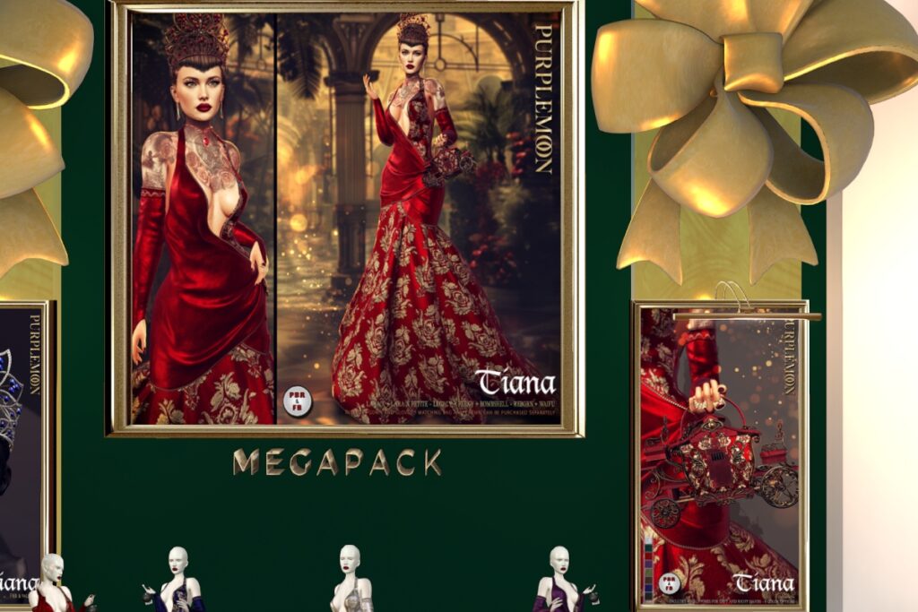 Tiana Gown - Legacy/MaitreyaX/Reborn/+mods, L$325 each/L$1799 FP | Tiana Handbag, L$299