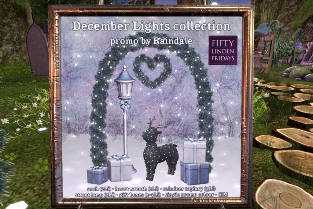 December Lights Collection	&lt;a href=&quot;http://maps.secondlife.com/secondlife/Hazel%20Woods/157/122/26&quot; target=&quot;_blank&quot;&gt;Teleport&lt;/a&gt;