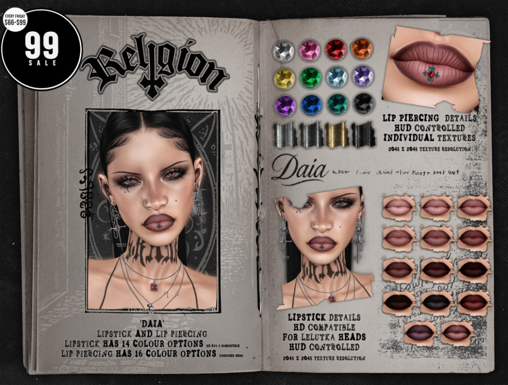 Daia Lipstick &amp; Piercing - EvoX	&lt;a href=&quot;http://maps.secondlife.com/secondlife/Meteor%20Star/59/8/823&quot; target=&quot;_blank&quot;&gt;Teleport&lt;/a&gt;