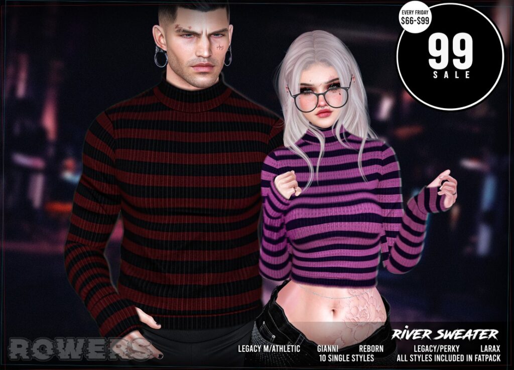 River Sweater - Gianni/Legacy F+M/MaitreyaX/Reborn/+mods	&lt;a href=&quot;http://maps.secondlife.com/secondlife/Rosehaven/196/127/2501&quot; target=&quot;_blank&quot;&gt;Teleport&lt;/a&gt;