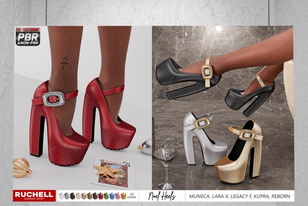 Noel Heels - Inithium/Legacy/MaitreyaX/Reborn/Yentements, L$349 each/L$2094 FP