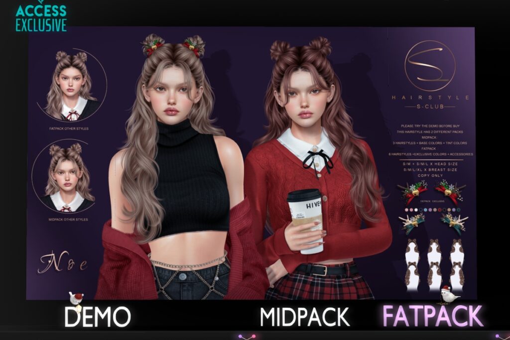 Noe Hairstyle, L$699 MidPack/L$999 FP