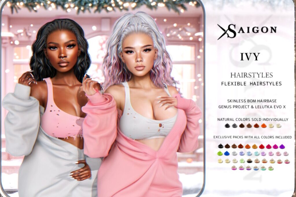 Ivy Hairstyle, L$270-L$299 each/L$621-L$689 each FP