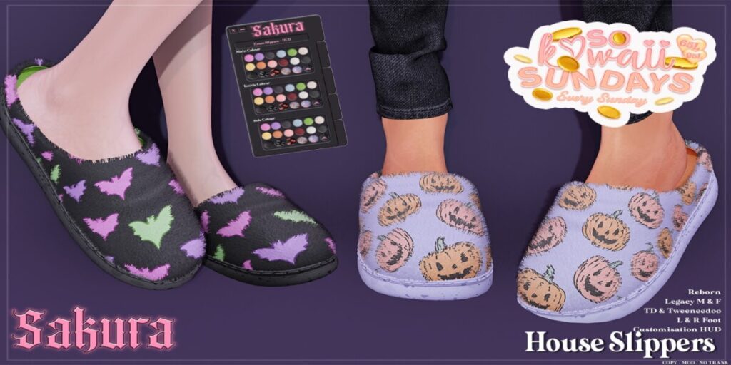 House Slippers - Legacy M+F/Reborn/TD/Tweeneedoo	<a href="http://maps.secondlife.com/secondlife/Domain/122/106/26" target="_blank">Teleport</a>